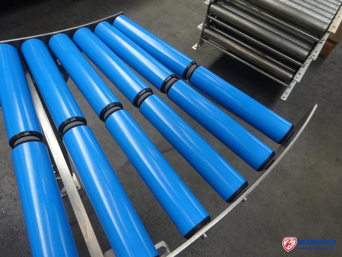 Rollenbaanbochten, RVS, nieuw